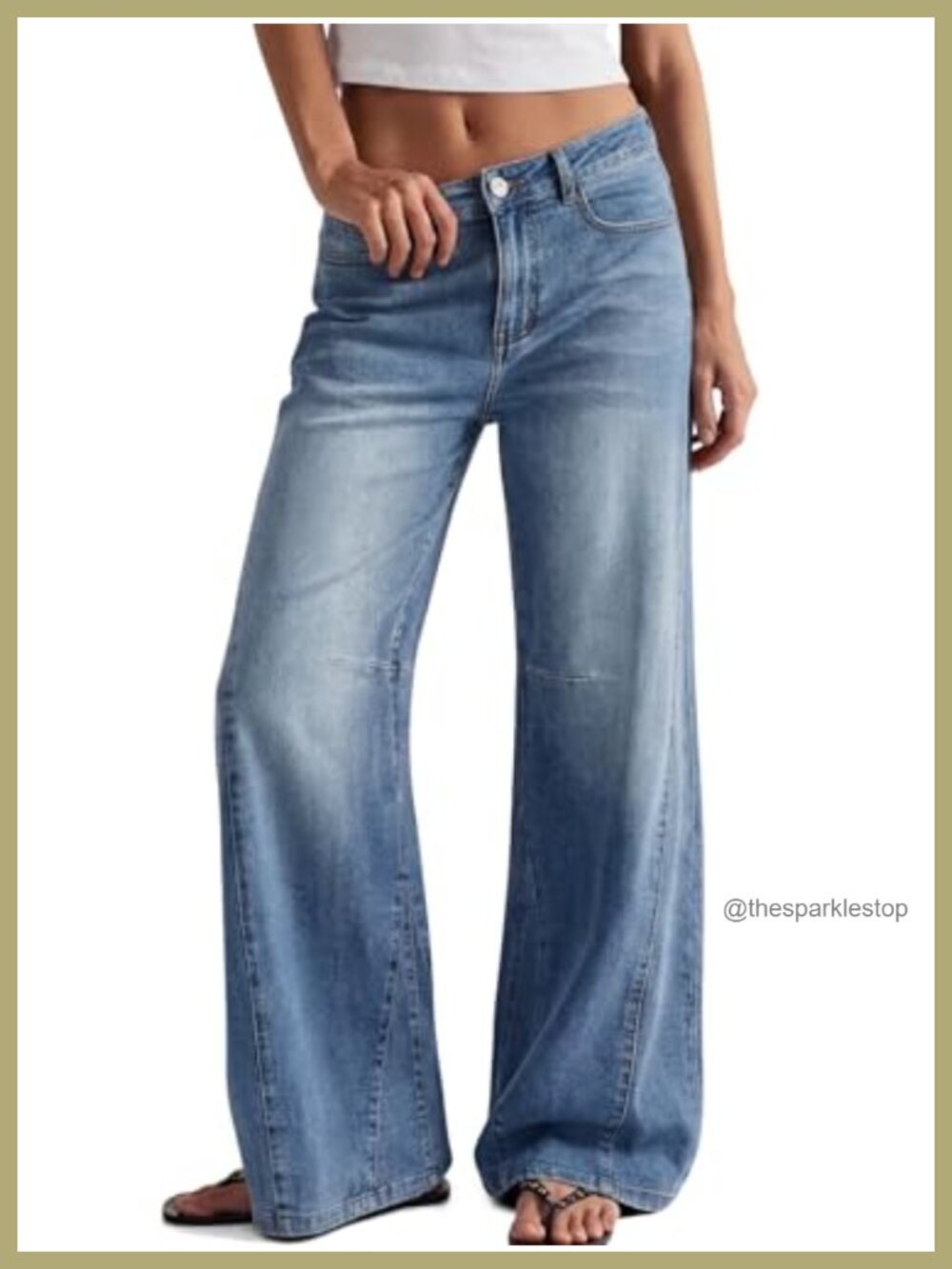 High Waisted Wide Leg Jeans Barrel Baggy Pants Retro Chic Stretch Denim